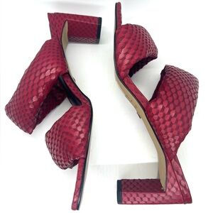 Carrano Textured Faux Snakeskin Block Heel Mule Sandals